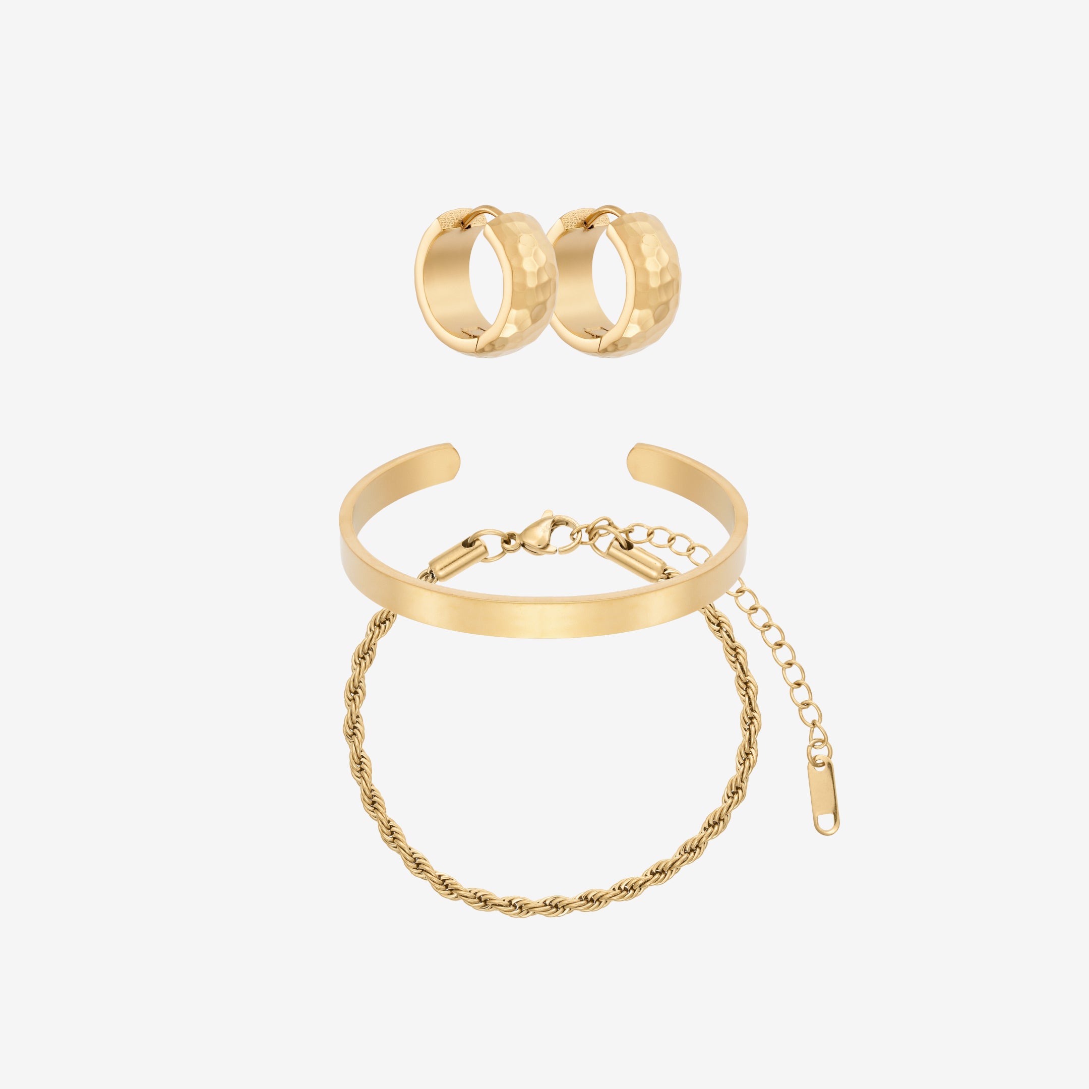 Bangle og Rope Sett: 2 armbånd og 1 ørering