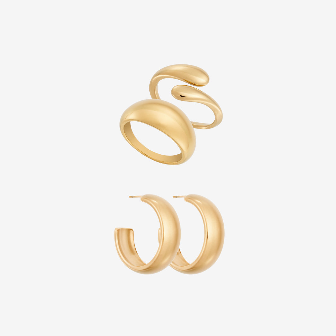 Classic Chunky Sett: 2 ringer og 1 øredobb