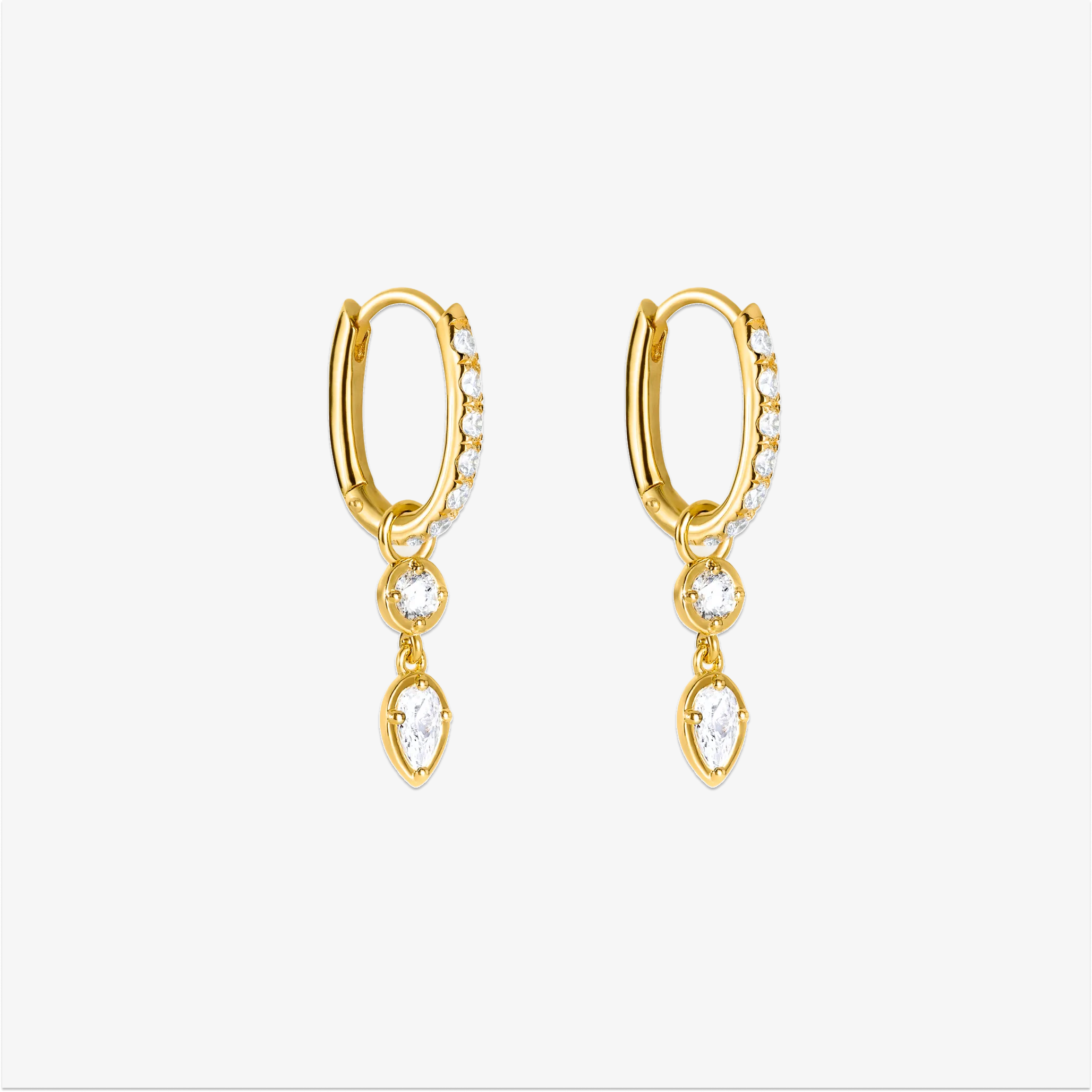 Essential Krystal Hoop og Mirror Drop Gullbelagt Dobbel