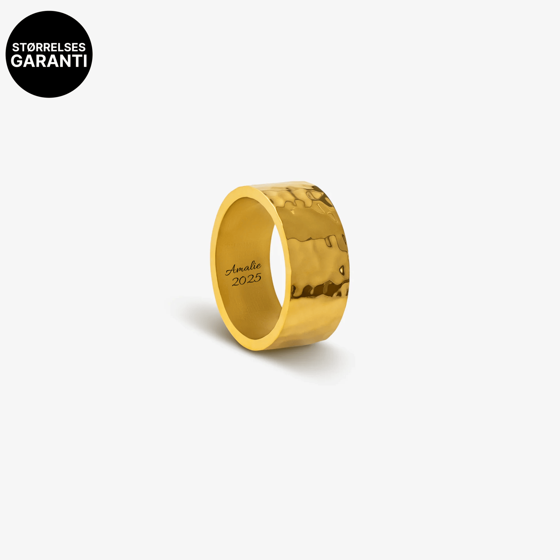Hamret Chunky Ring Forgylt m. inngravering