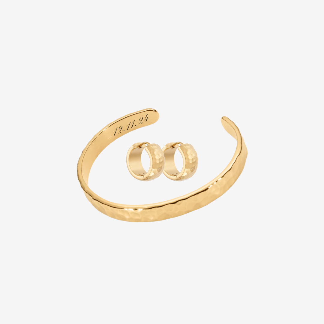 Hamret armbånd gravering og Mini Hoop sett