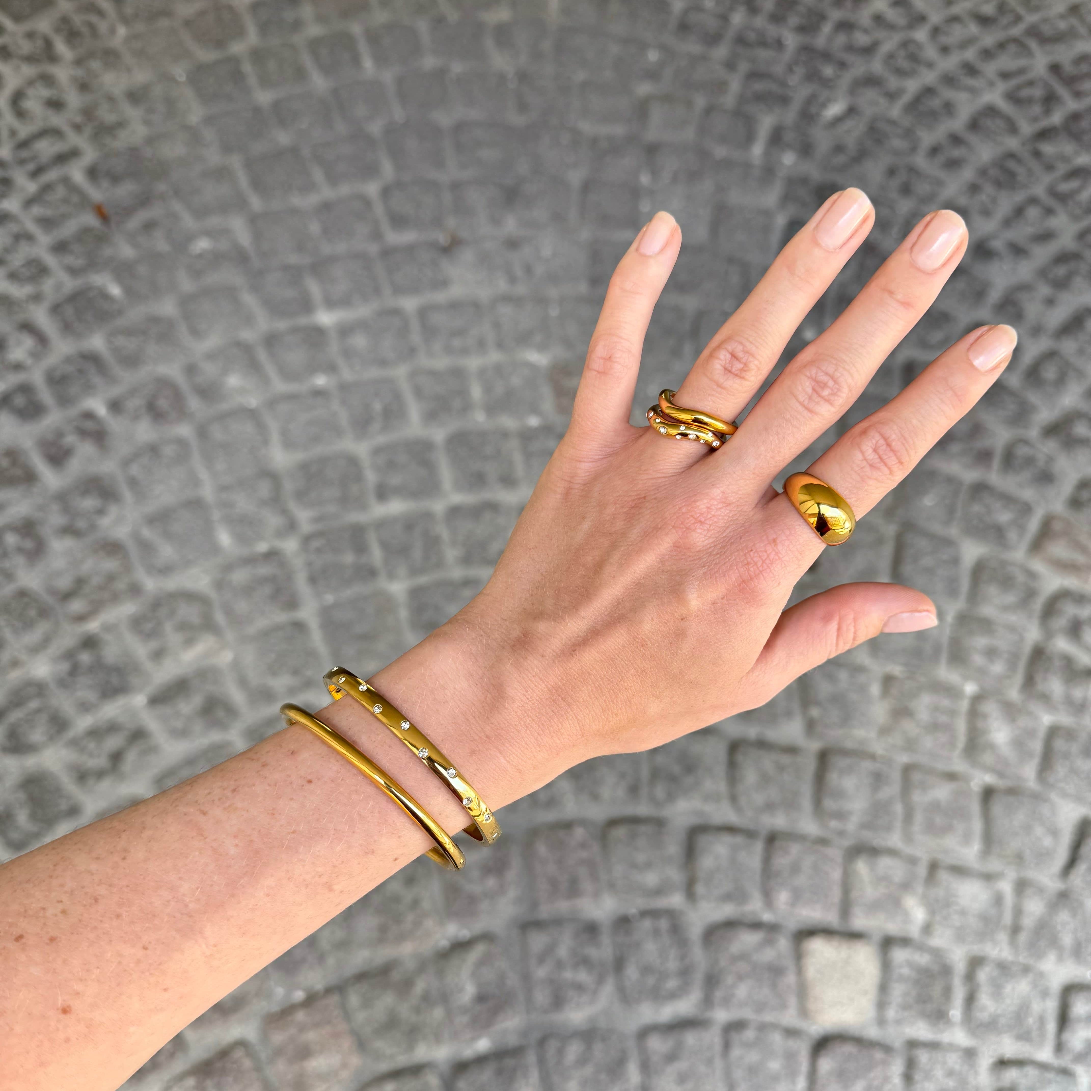 Flow Krystall Dot Armbånd Forgylt