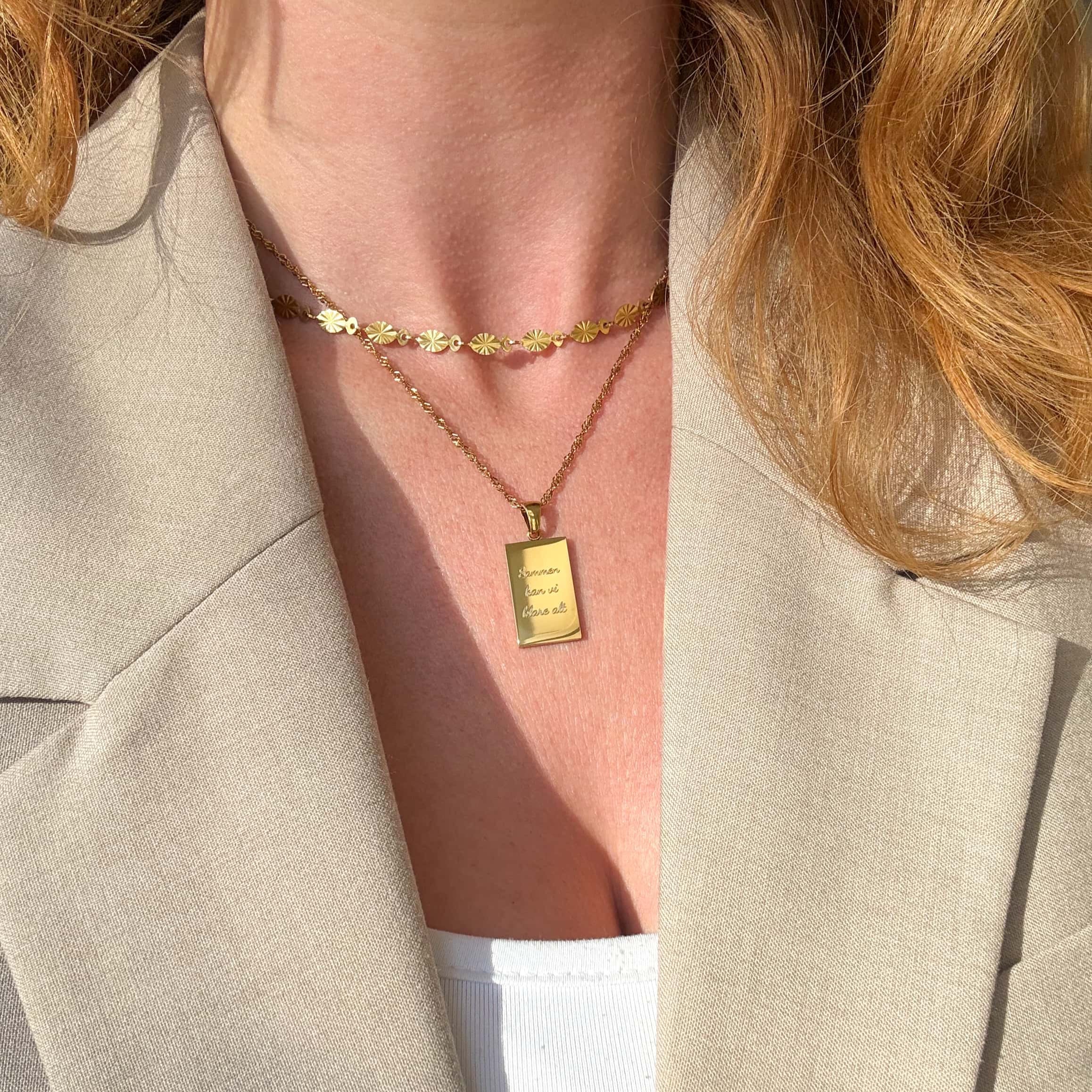 Inngravert kjærlighet forgylt halskjede