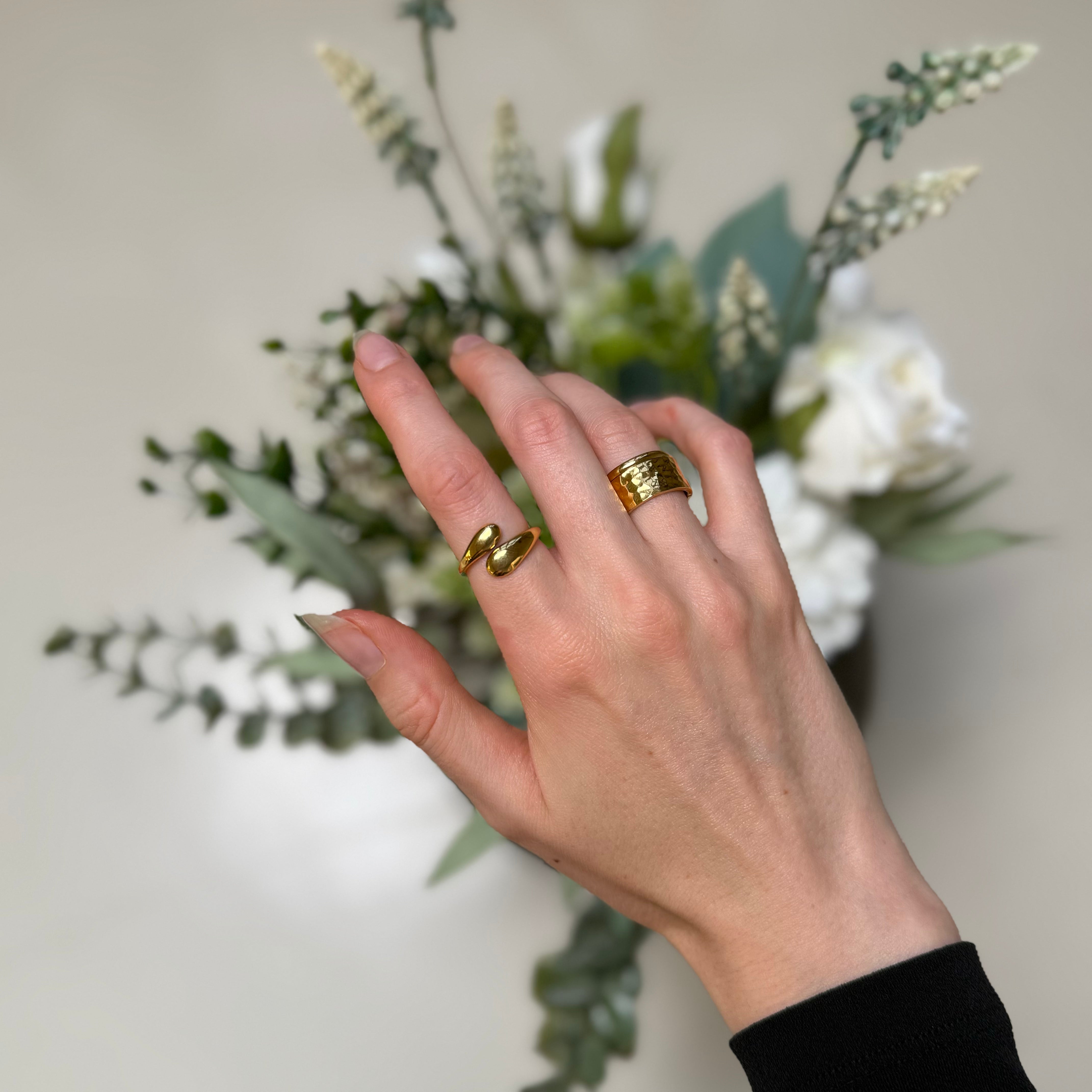 Klassisk enkel og hamret ringsett: 3 ringer