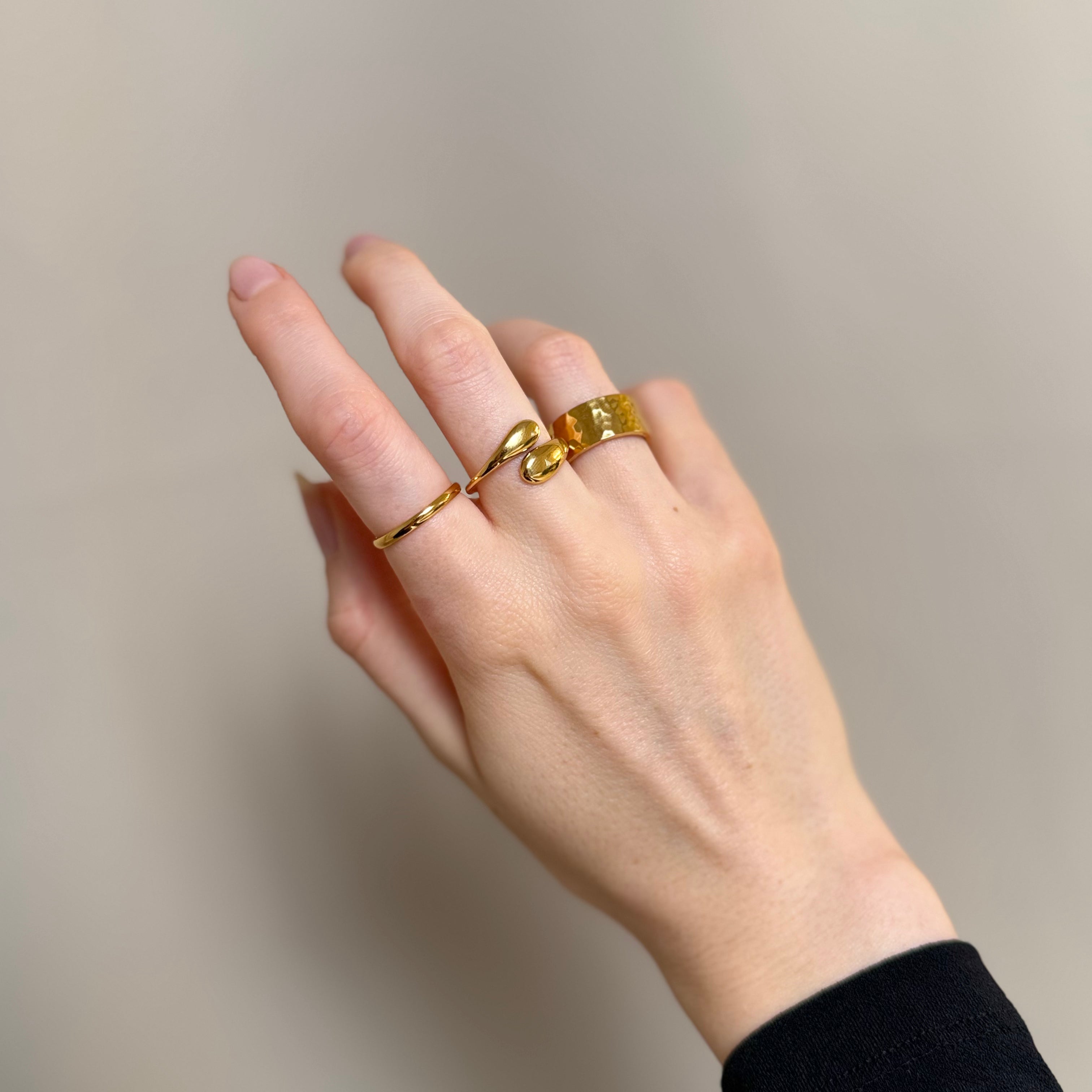 Klassisk enkel og hamret ringsett: 3 ringer