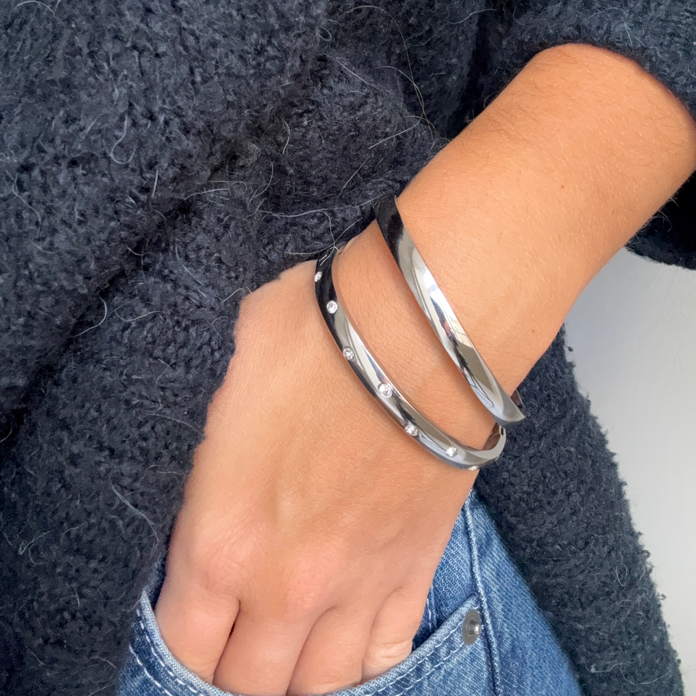 Flow Krystall Dot Armbånd Sølvbelagt