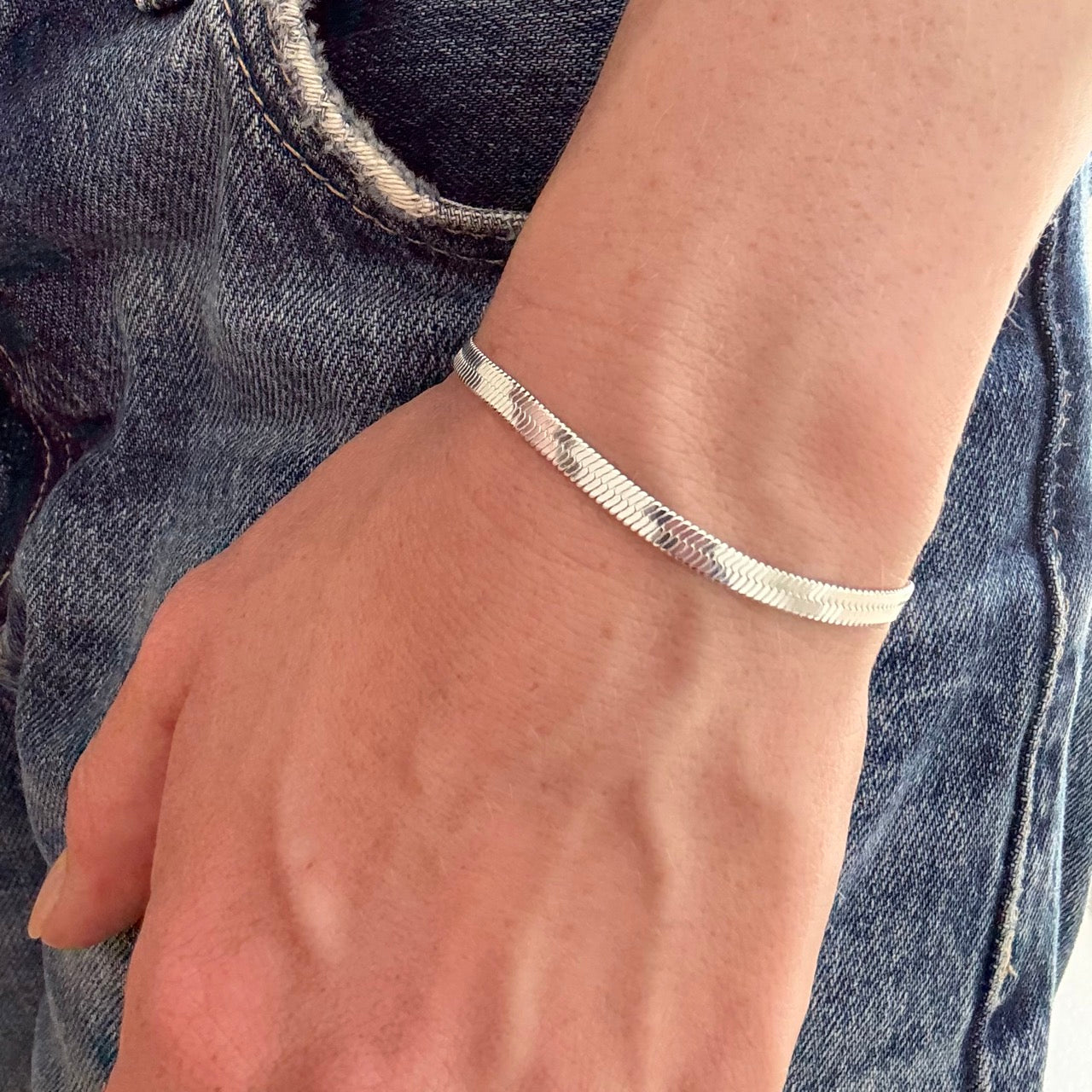Flat slange 4mm sølvbelagt sett