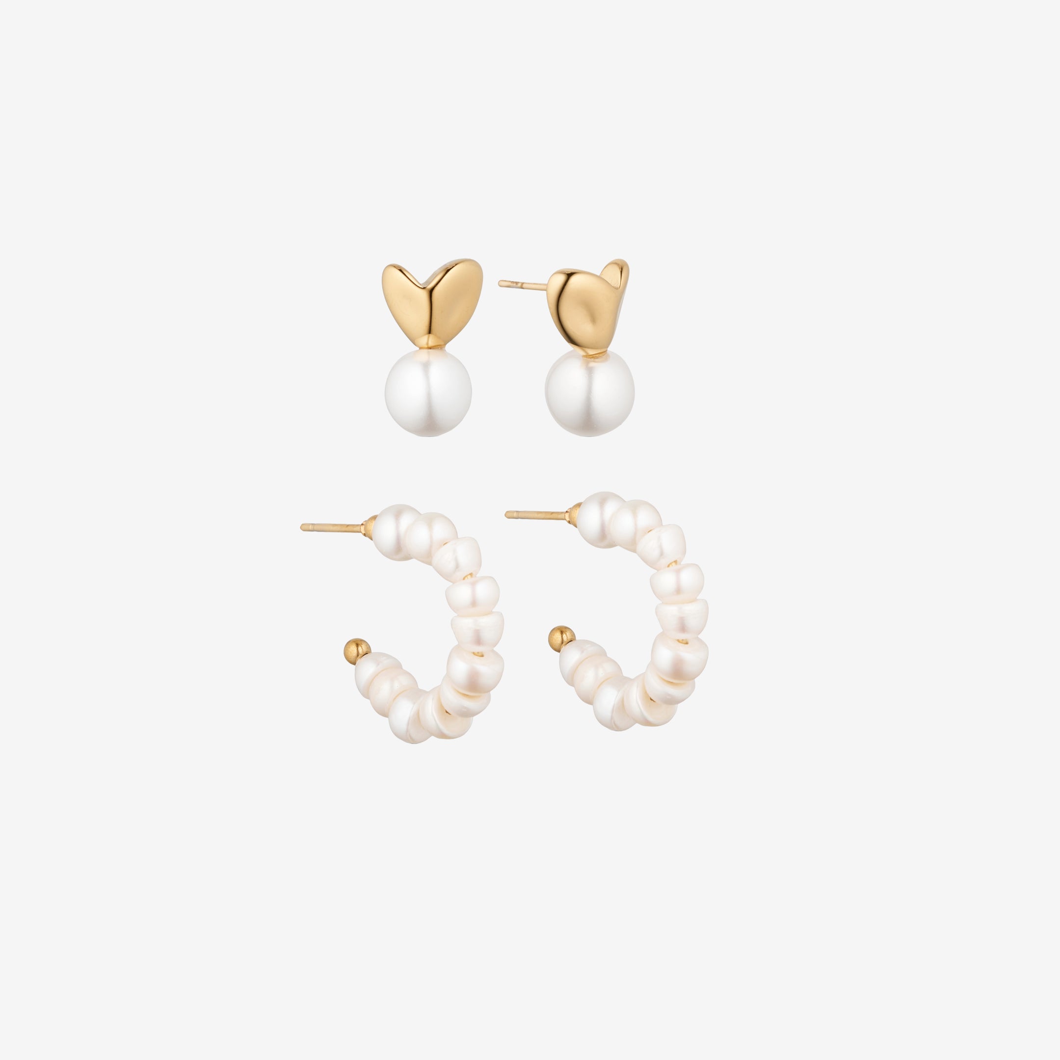 Perle Dome & Stud Sett: 2 øredobber