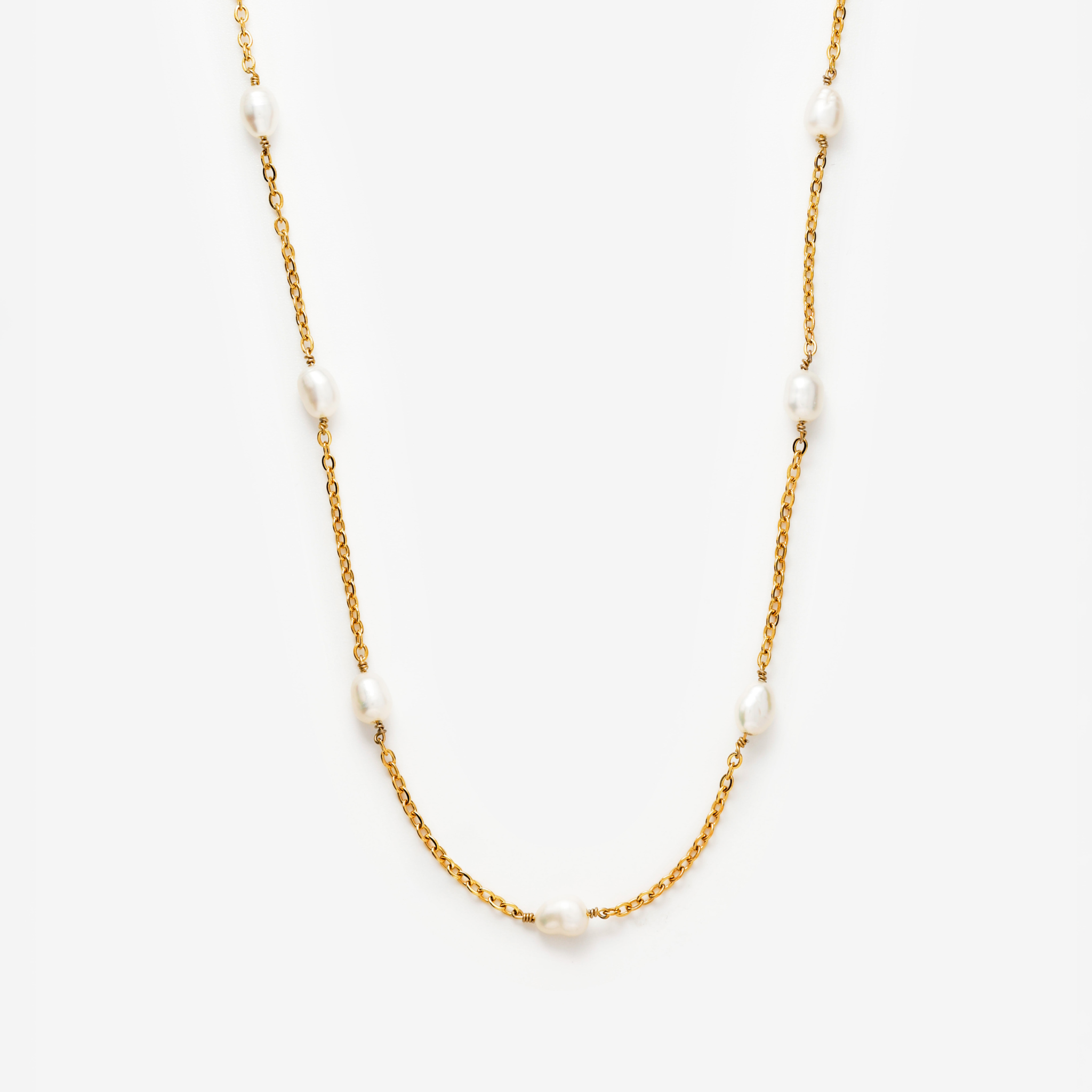 Dot Perlehalskæde i guld