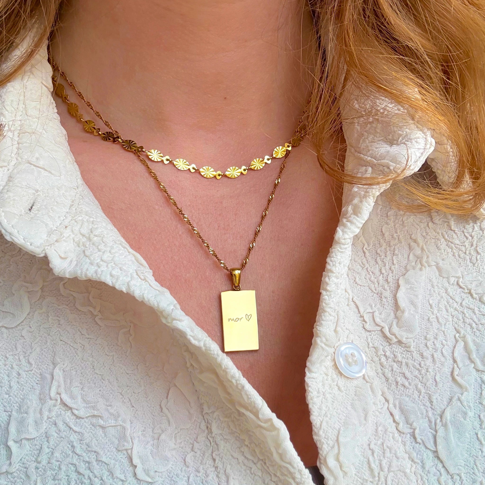 Inngravert kjærlighet forgylt halskjede