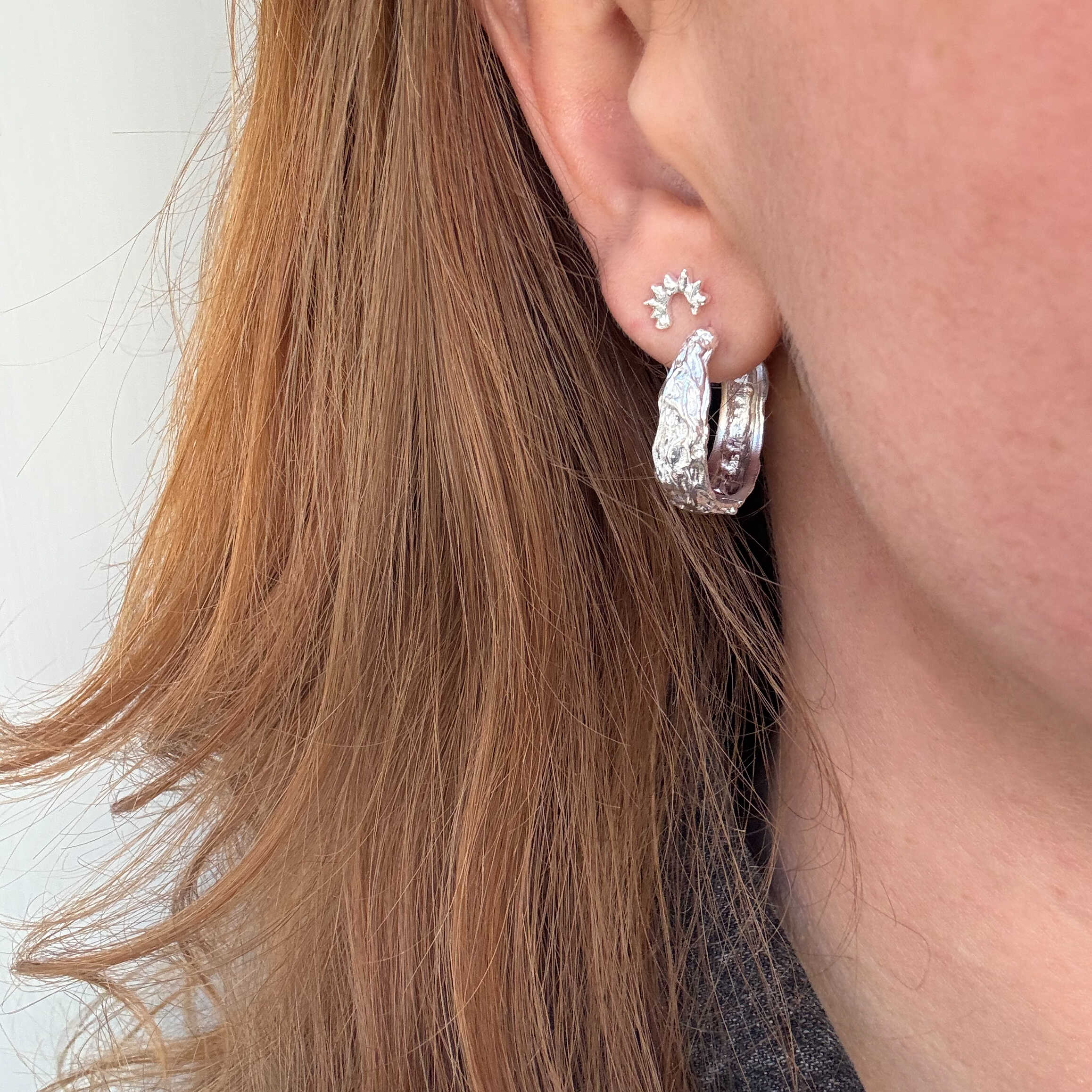 Halv Sol Øredobber Sølv