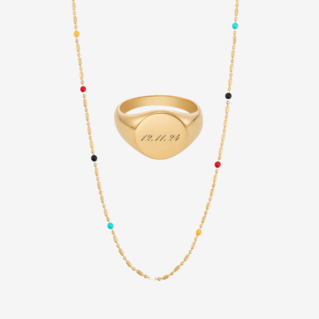 Farge Dot + graverte ringer Chunky sett