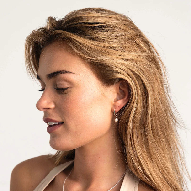 Krystall Perle Hoop Sølvsett