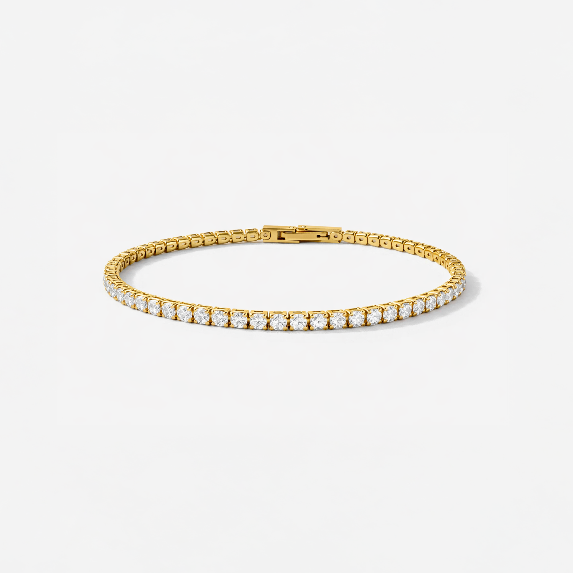 Krystall Tennisarmbånd Forgylt 3 mm