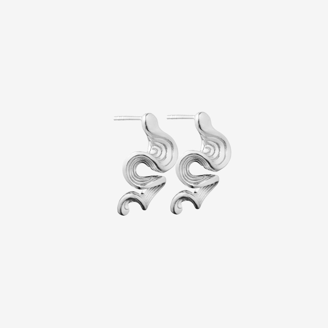 Snoet Wave Stud Ørering Sølv