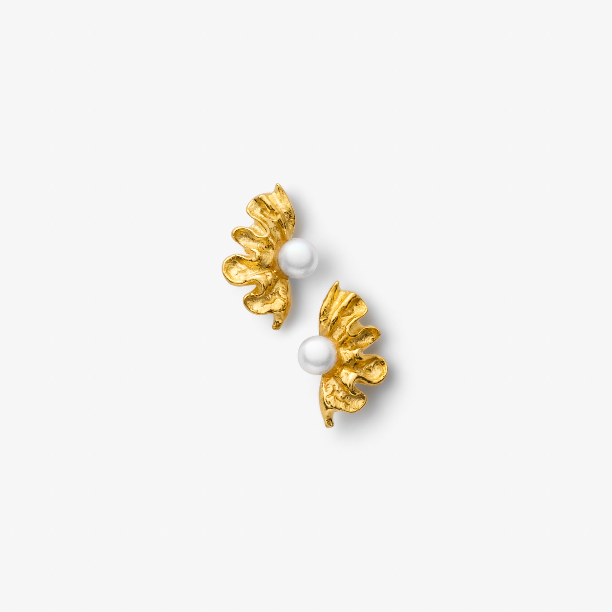 Wave Perle Stud øreringe i guld