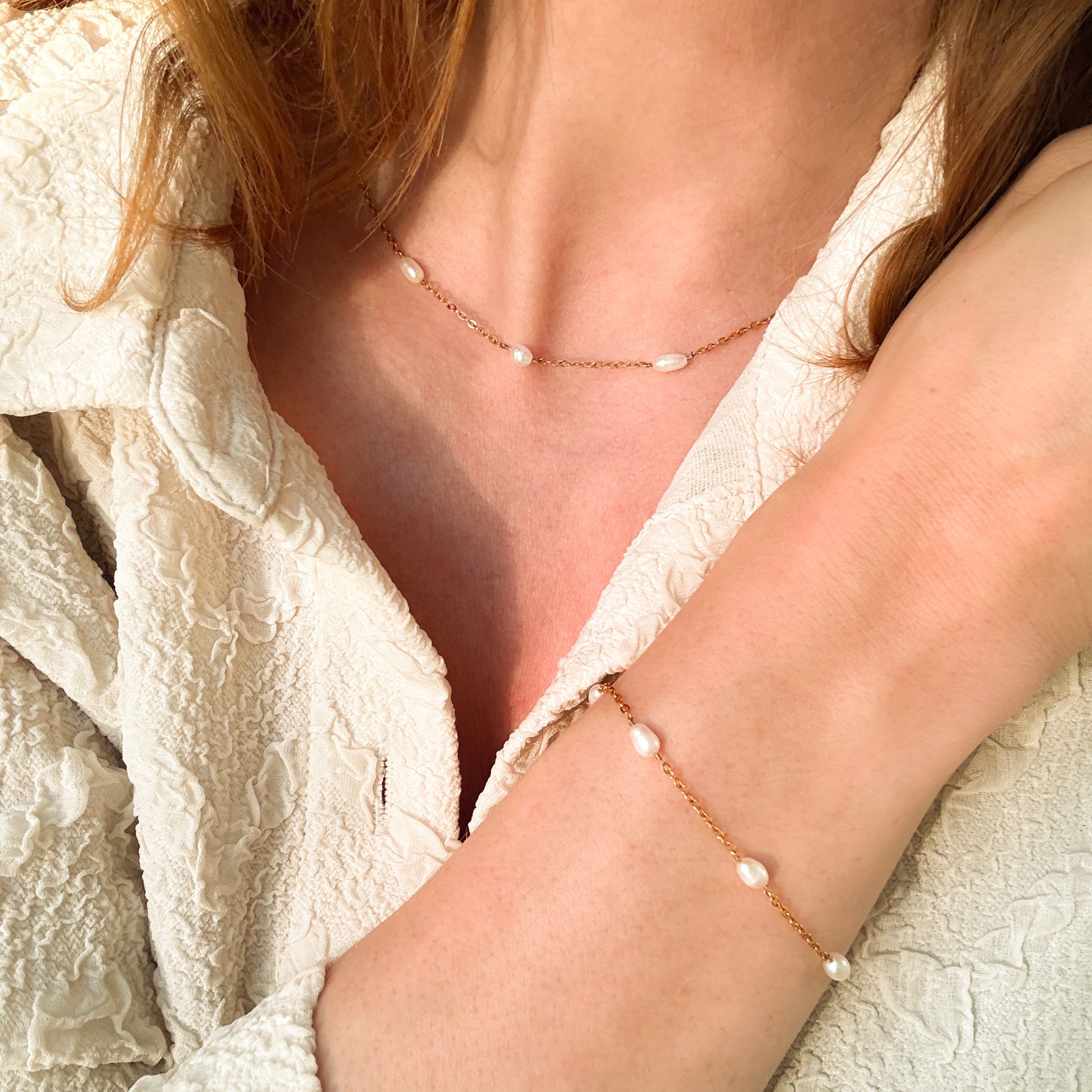 Dot Perlearmbånd Gullbelagt