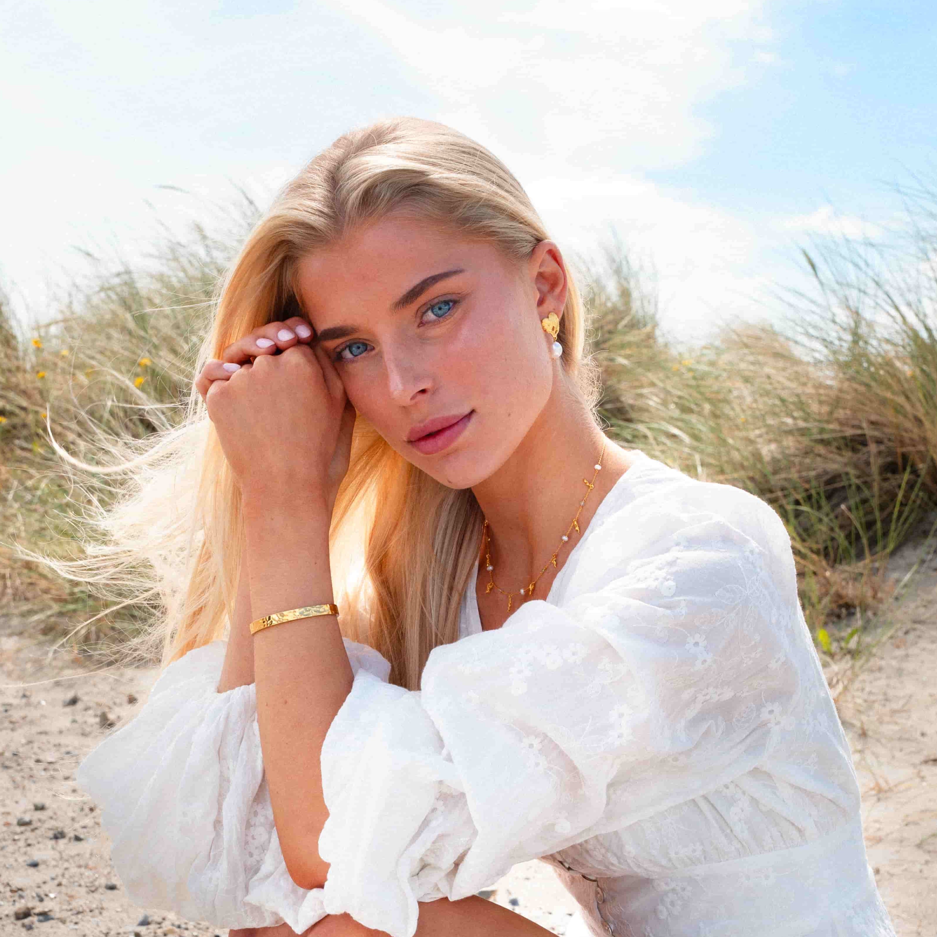 Hamret Bangle Armbånd Gullbelagt m. innvendig gravering