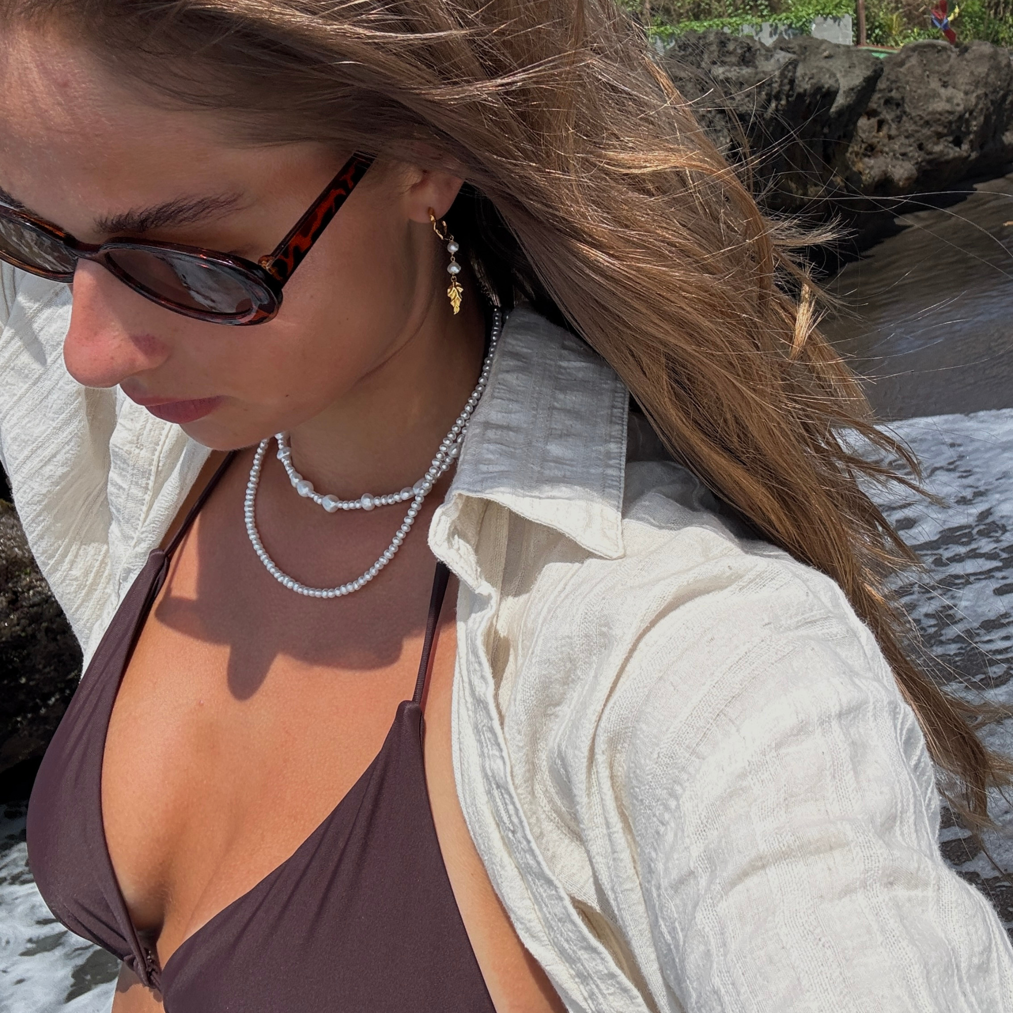 Barokk ferskvannsperlearmbånd 18 cm