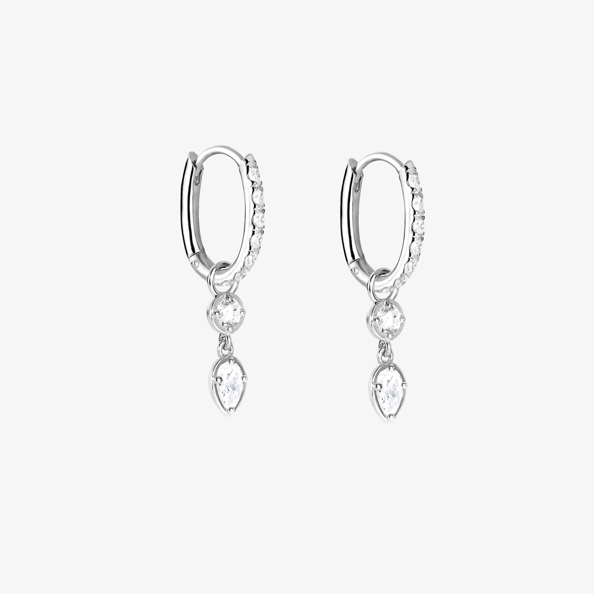 Essential Krystal Hoop og Mirror Drop Sølvbelagt Dobbel