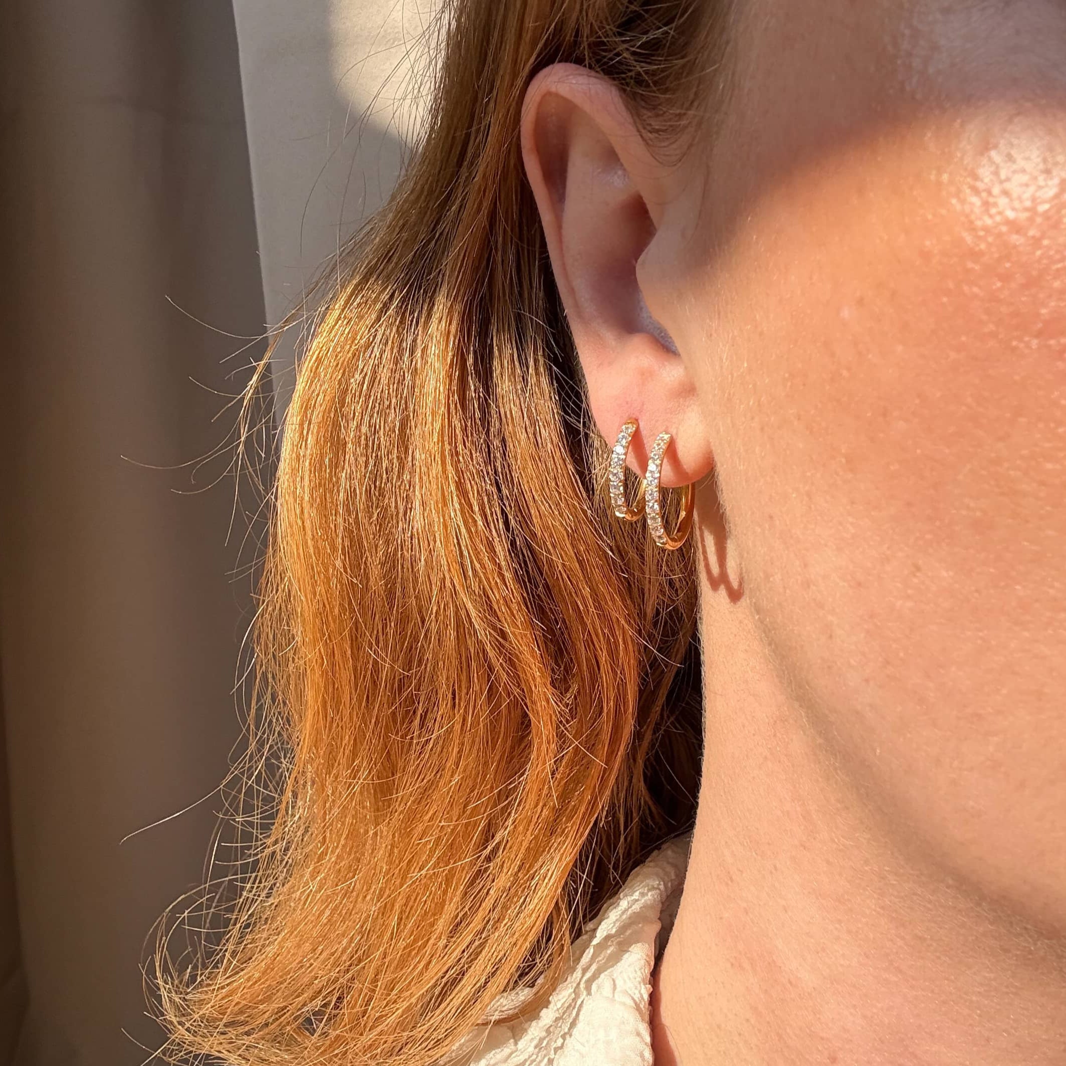 Krystalløredobber 18K gullbelagt 12mm
