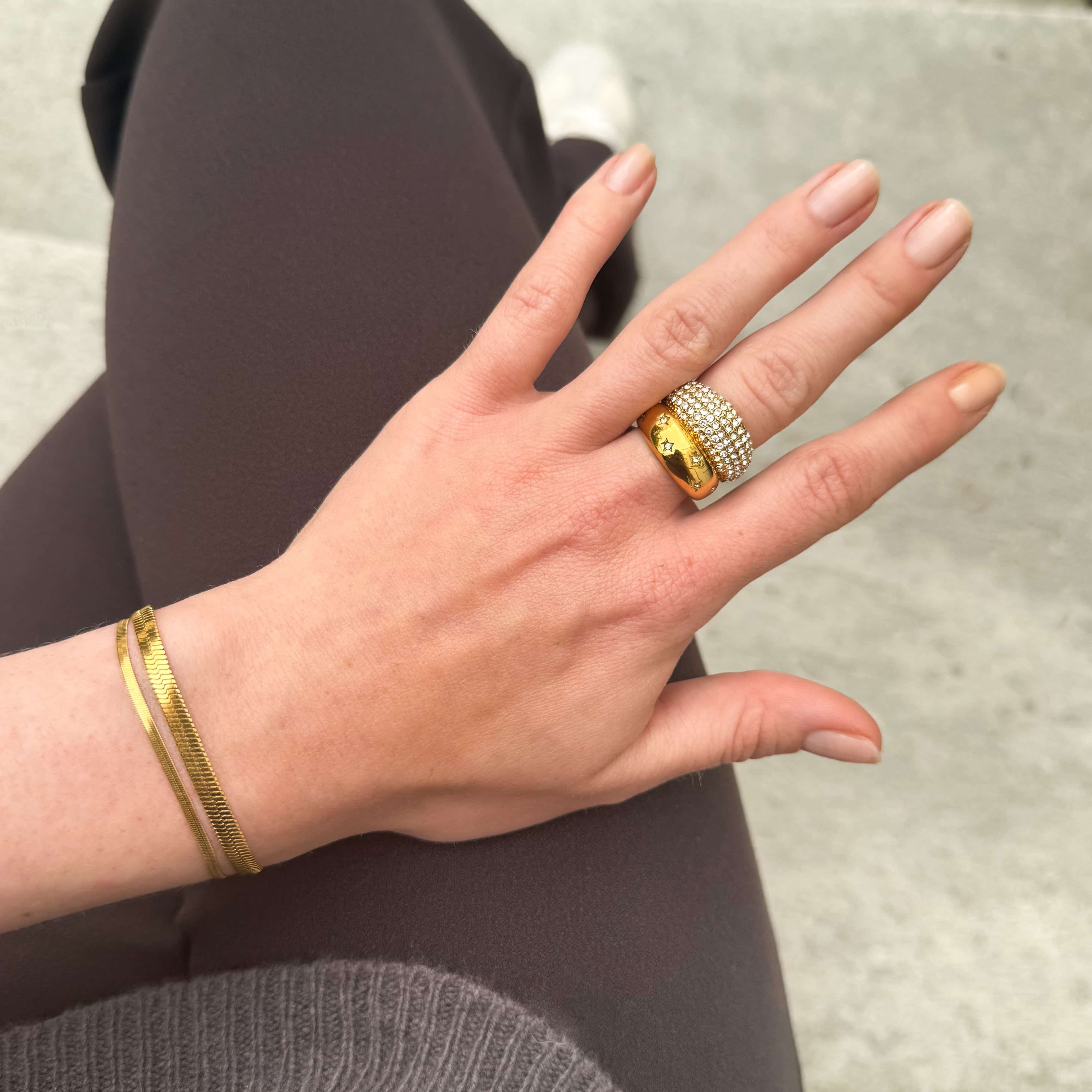 Flatt slange-armbånd 4mm Forgylt