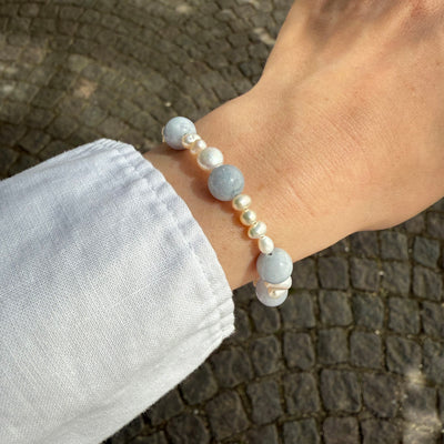 Chunky perlearmbånd med naturlige perler