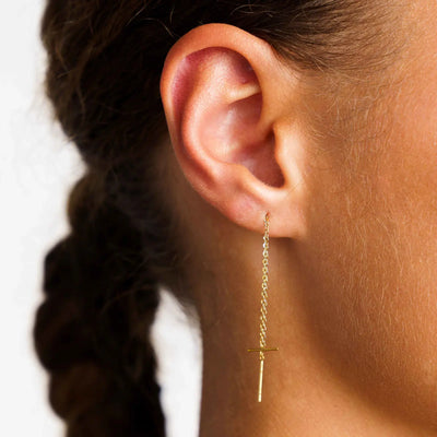 Kædeøreringe String 18K Guldbelagt