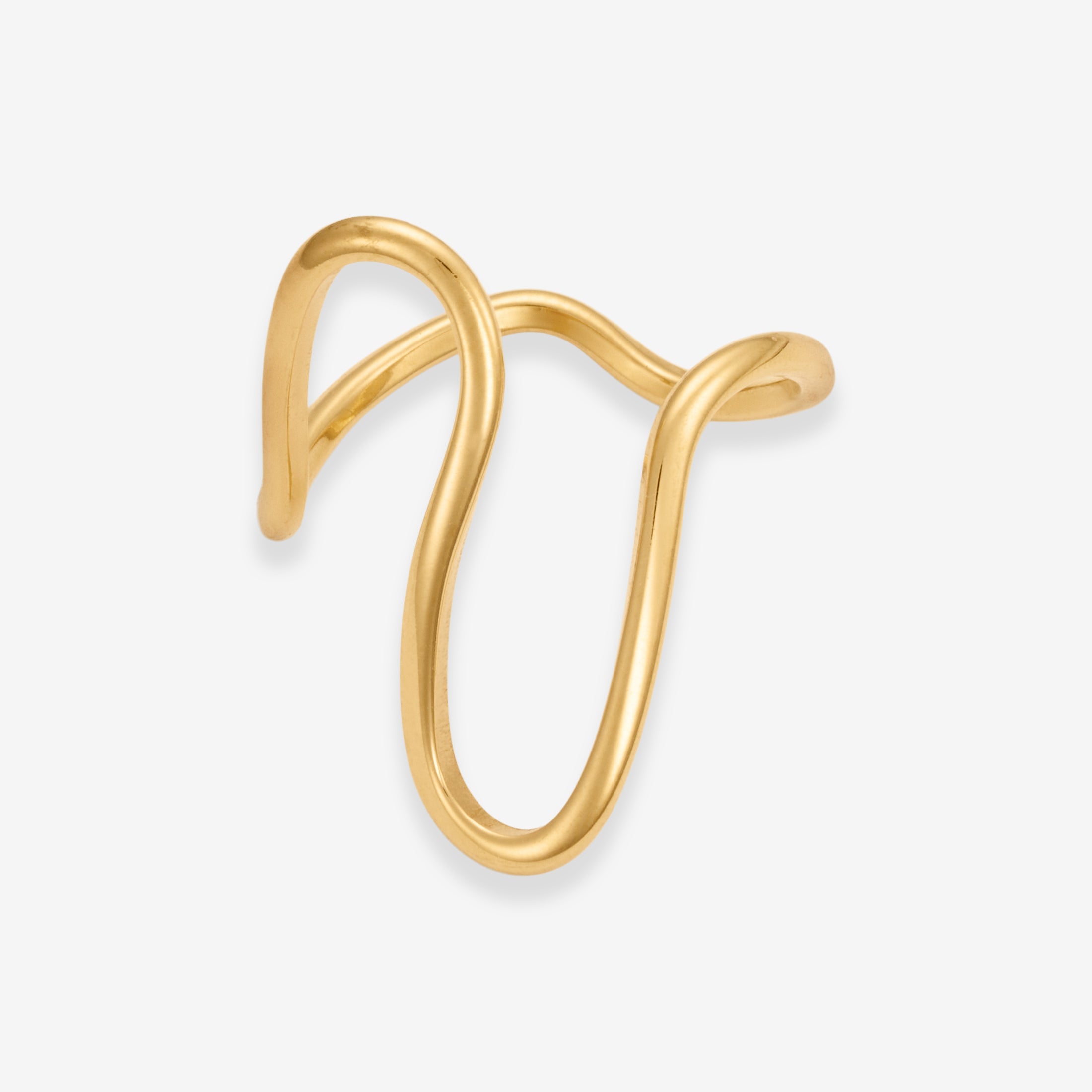 Wave Line Ring Gullbelagt