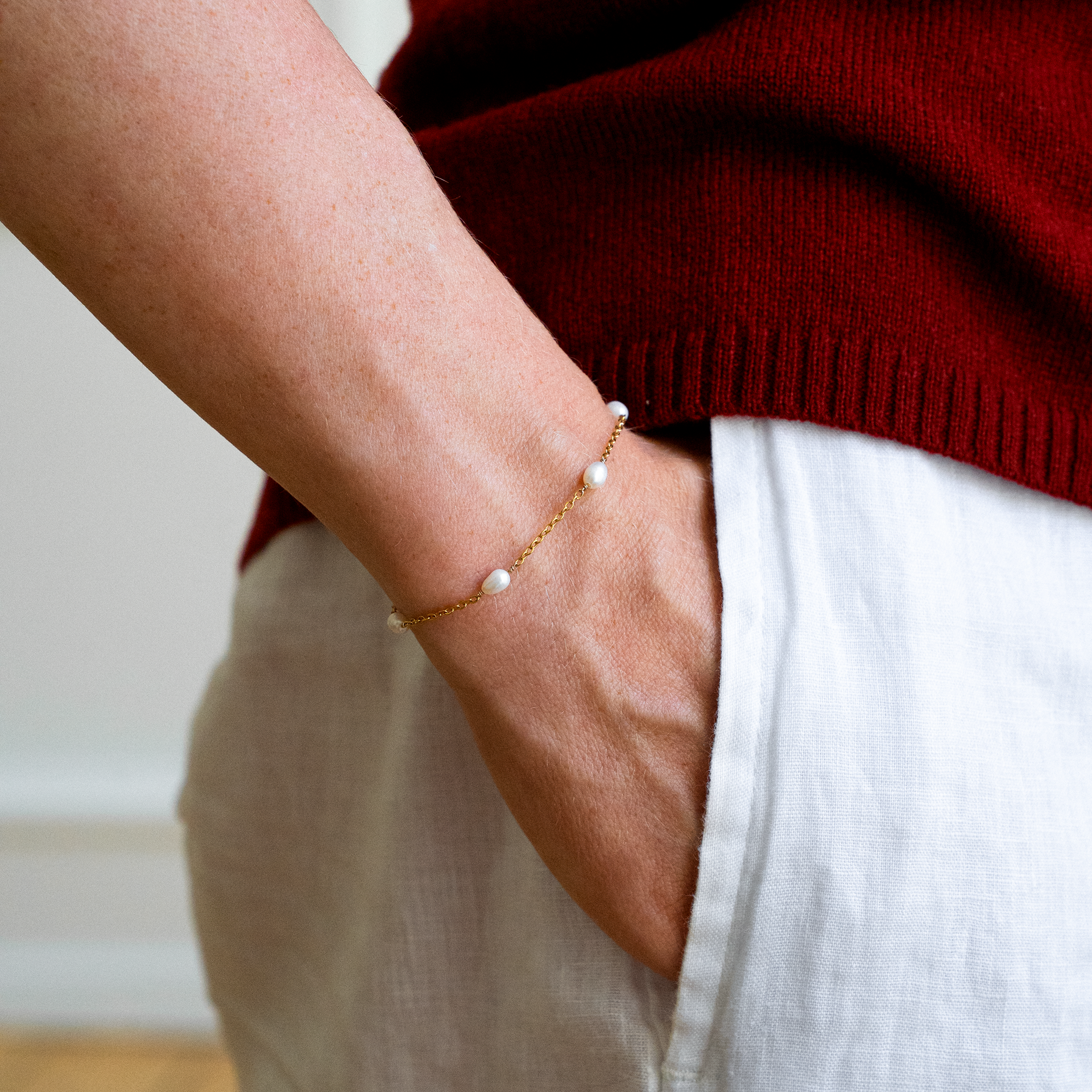 Tynd kæde med ferskvandsperler