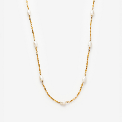 Dot Perlehalskæde i guld