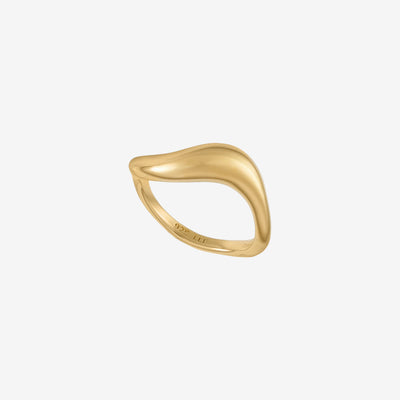Ekko Wave Chunky Ring i guld