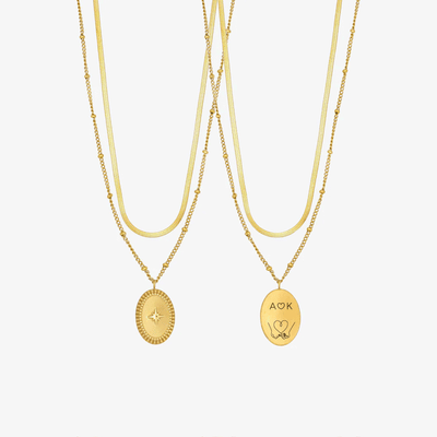 Double Halskæde i guld m. indgravering 