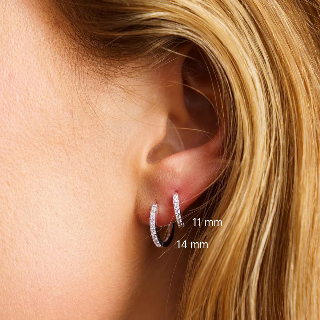 Krystalløredobber 11mm Sølv