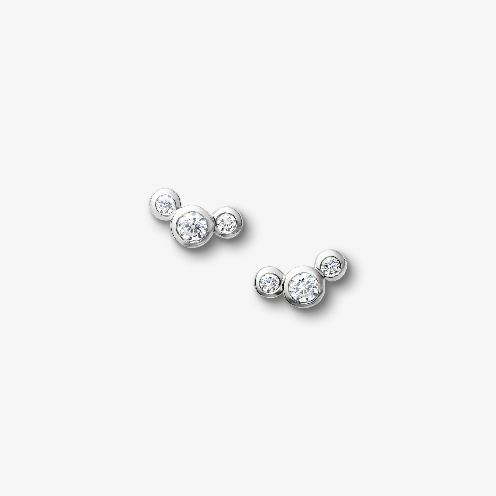Triple Krystal Stud Sølvfarget