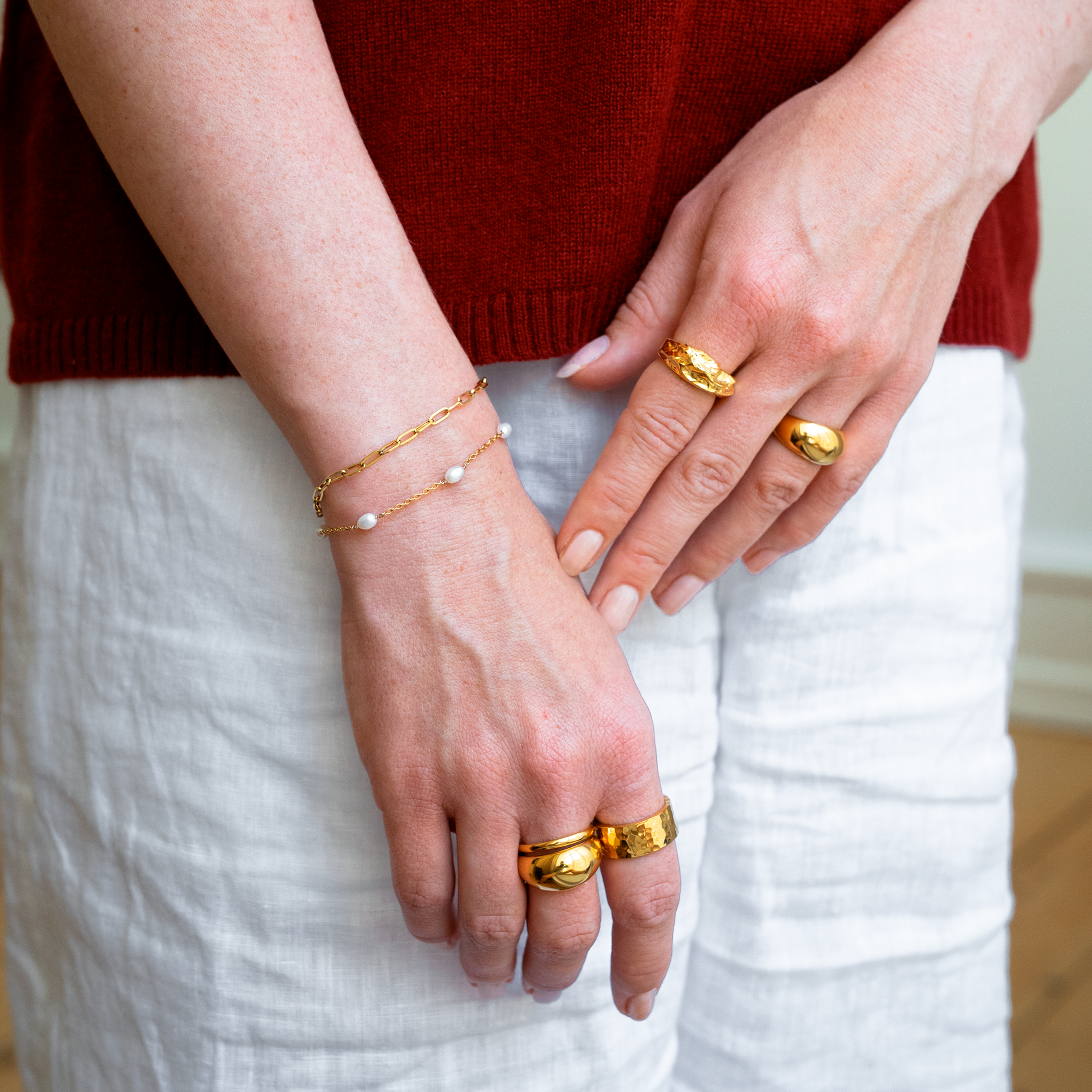 Dot Perlearmbånd Gullbelagt