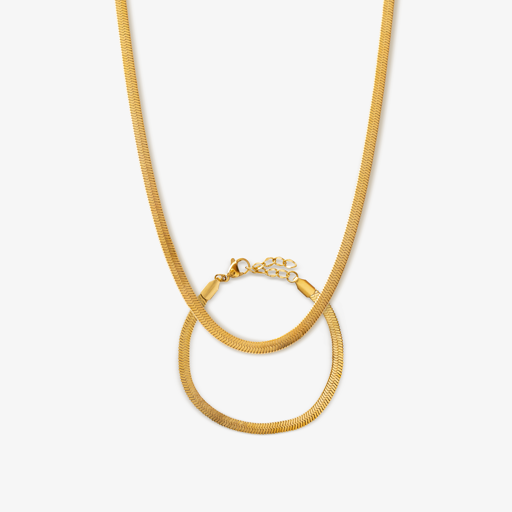 Flatt slange-armbånd 4mm Forgylt