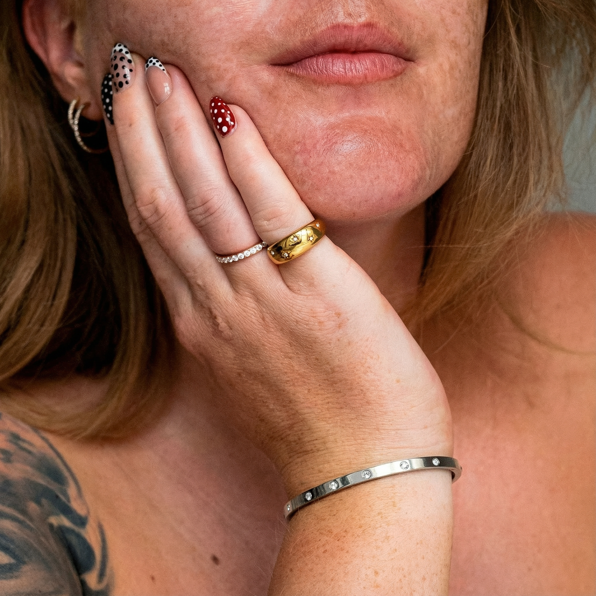Klassisk Krystall Dot Armbånd Sølvbelagt