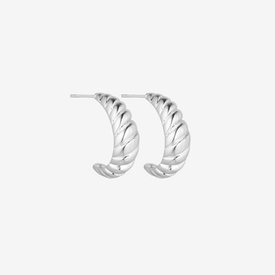 Twisted Dome Hoops Øreringe Sølv