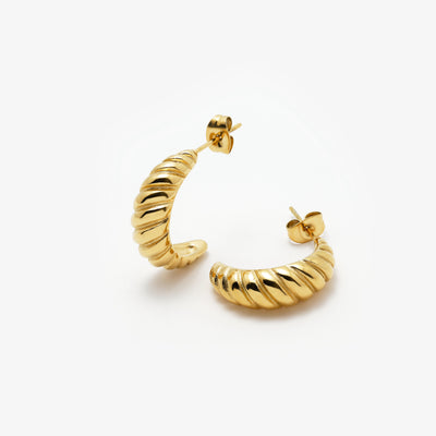 Twisted Dome Hoops Øreringe Guldbelagt